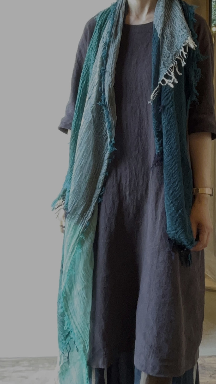 tamaki niime ｜ basic two tone shawl-5 BIG　cotton  096
