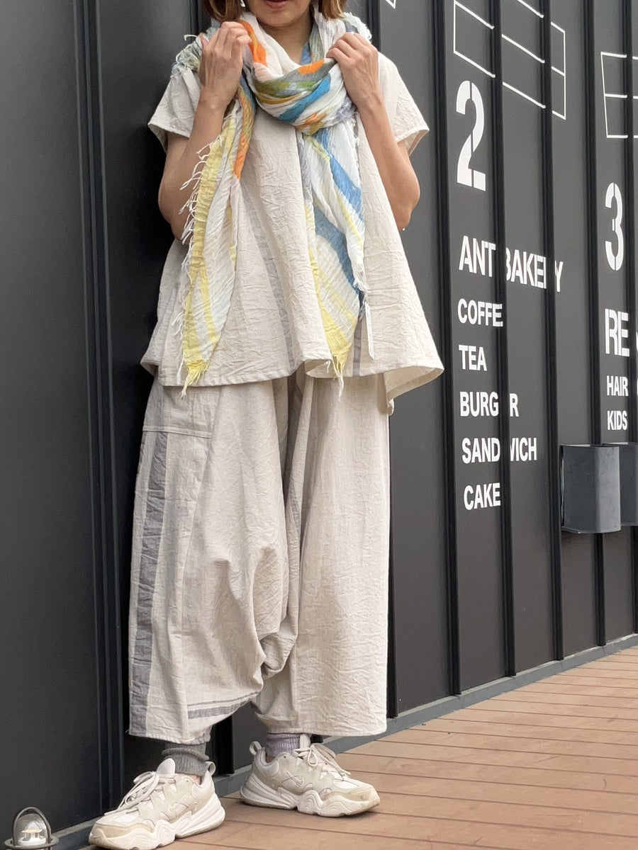 tamaki niime ｜廻　tarun pants LONG　濃淡　cotton